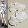 Spring women's shoes new small inner height increase casual dad shoes little white shoes wedge heel muffin platform mesh shoes