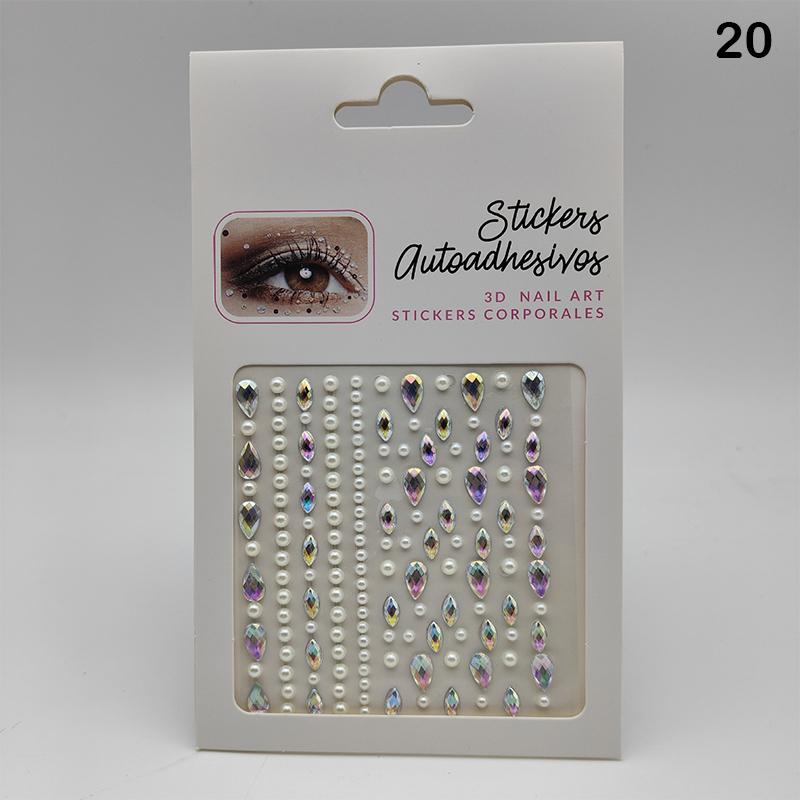Gesichtsstein-Aufkleber 5D Bunter Strass-Tattoo-Lidschatten-Aufkleber für Festival Nägel Körper Make-up Bling Schmuck DIY Dekor