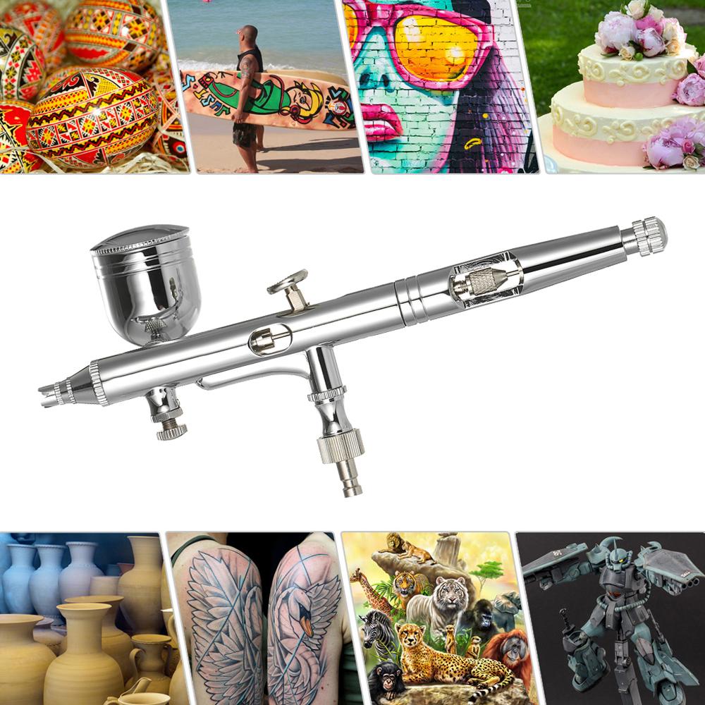 KKmoon Professional Multi Purpose Side Feed Dual Action Airbrush Kit Set Adjustable Air Control 0.25mm 7cc & 22cc