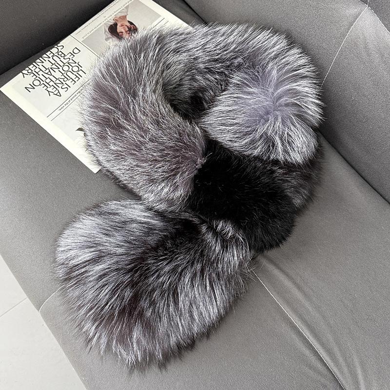 Vollpelz Beidseitig Quadratisch Fuchsfell Mode Schal Damen Koreanische Version Verdickt Warm Flauschig Nackenschutz Vielseitig