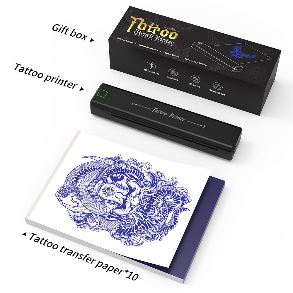 NEWYES Tattoo Stencil Printer Wireless Portable Tattoo Printer Kit Thermal Tattoo Machine for Tattoo Artists & Beginners