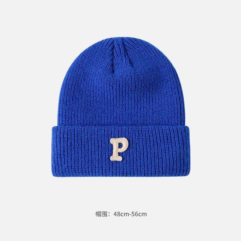 

Осенне-зимняя шерстяная шапка с вышитыми буквами, теплая, утолщенная, защитные наушники, повседневная, универсальная, однотонная, плетеная, трикотажная шапка, холодная шапка