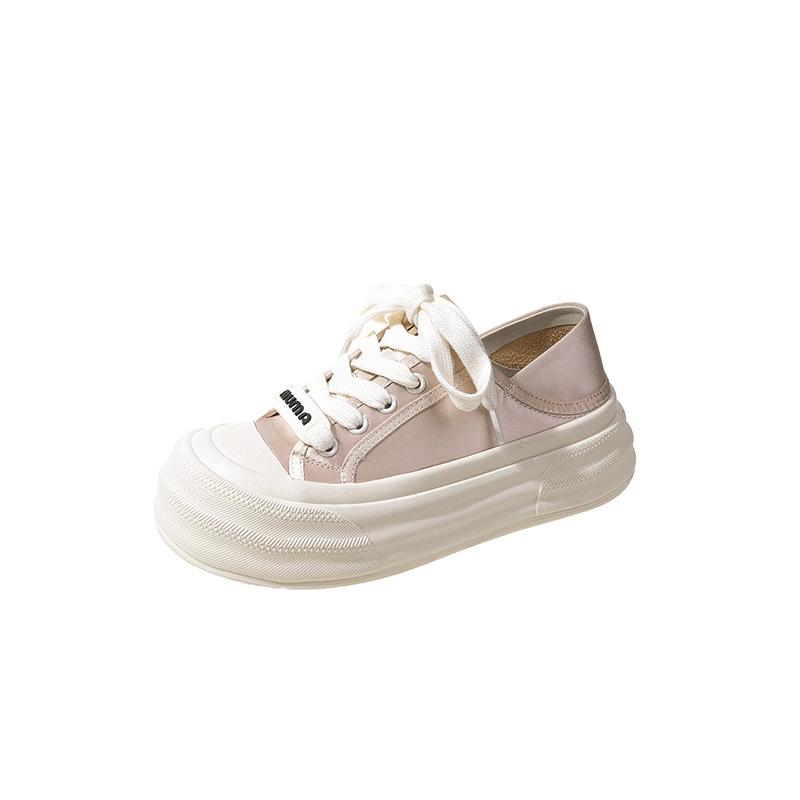 Little white shoes women's 2025 spring and autumn new big head bread shoes thick sole heightening board shoes student casual shoes