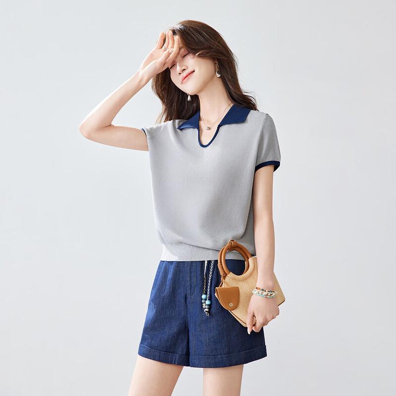 

Srcr Women s Petite Polo Collar Knit T-Shirt XL