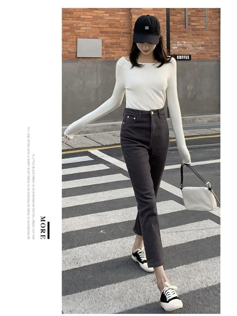 2025 Women's High Waist Summer Slimming Straight Leg Cropped Jeans
