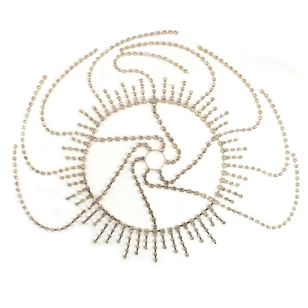 Flash Rhinestone Cap Headpiece Full Rhinestone Inlay Tassel Headband  Stage Performance