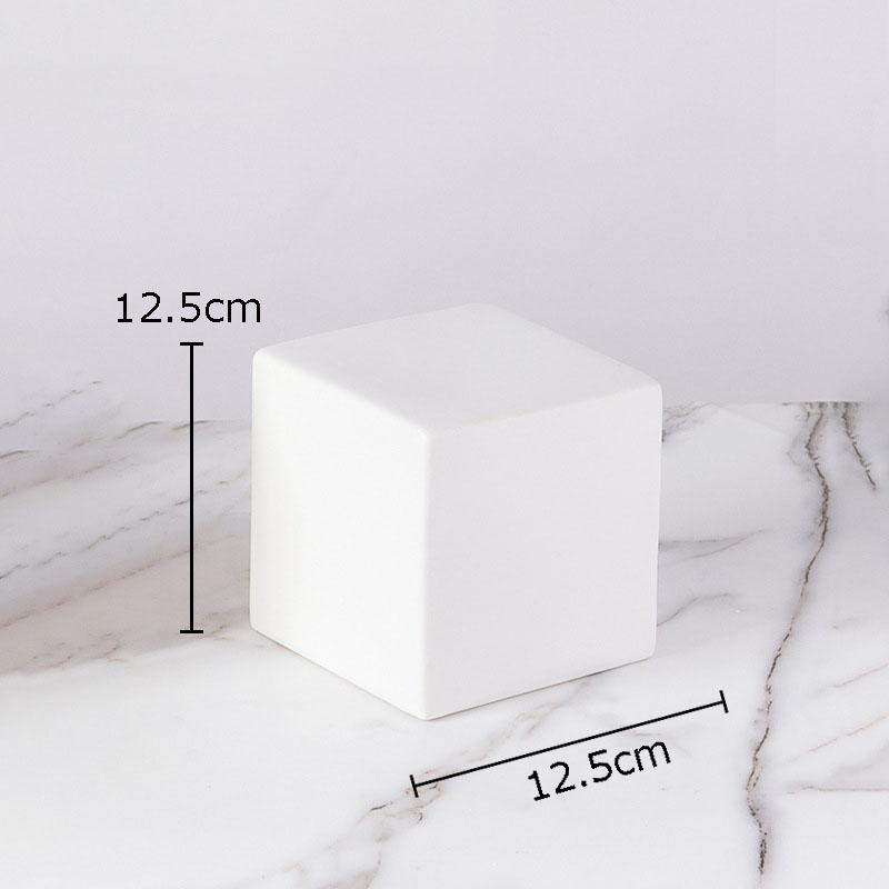 Minimalism Geometry Cube Round Statue Artwork Ornaments Desk Decoration Cube Sculpture Ceramic Crafts Room Aesthetic Decor