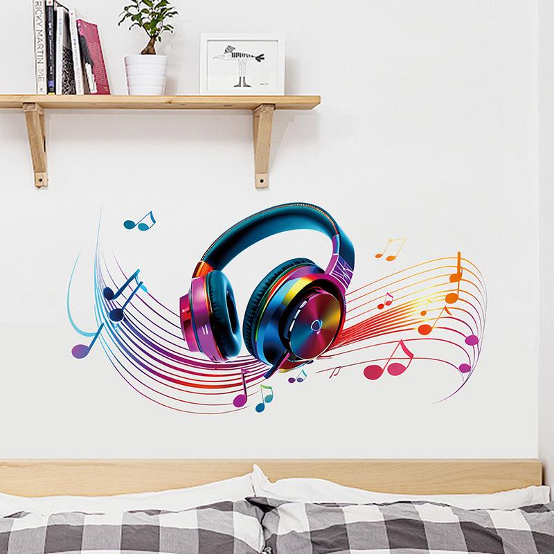 Music Wall Stickers Vinyl Decals for Living Room Bedroom Concert Hall Creative Album Art Peel and Stick Wall Decoration