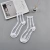 Polka Dot Socks Women See Through Transparent Crystal Silk Socks Summer Ultra-thin Breathable Girls Kawaii Cute Nylon Long Socks