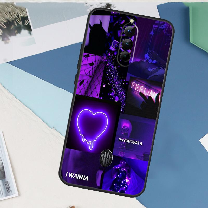 Purple Colour Neon Light For Nubia Red Magic 10 Pro Plus 6 7 8 9 Pro 6S 7S 5G 6R RedMagic 8S 9S Pro Plus Phone Case