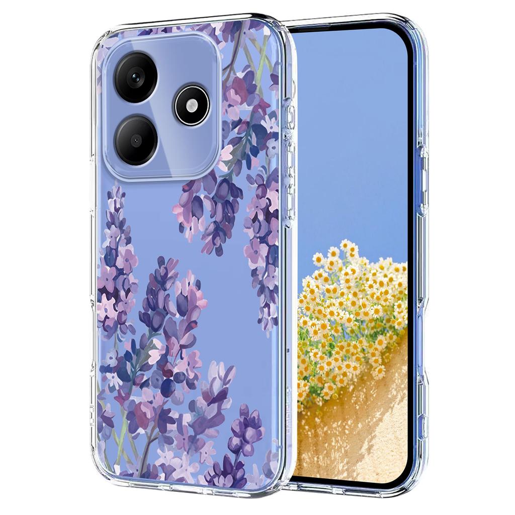 Für Xiaomi Redmi Note 14 4G (163,25 x 76,55 x 8,16 mm) Hülle Schmetterling Blumenmuster Druck TPU Handy Rückseite