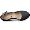 Allegra K Women's Black Round Toe Stiletto Heel Pumps with Ankle Strap, Size 25.5cm