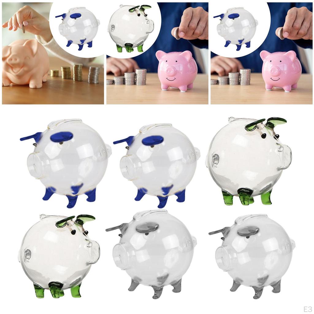 Piggy Creative Holder Clear Saving Pot Cute Animal Pig Money Bank Jar for Tabletop Home