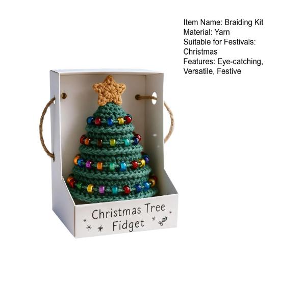 Yousheng Christmas Tree Fidget Crochet Kit Complete DIY Yarn Set for Holiday Stress Relief Festive Ornament Making for Beginners & Craft Lovers