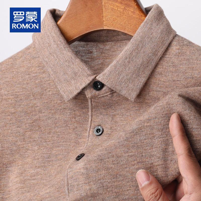 ROMON Men's Summer 100% Wool Short Sleeve Polo T-shirt