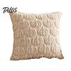 Quilted Embroidery Holiday Decor Fall Pumpkin Cushion Cover, 18x18 Inch Plush Throw Pillow Skin Friendly Fabric Cases Farmhouse Case for Sofa