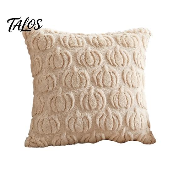 Quilted Embroidery Holiday Decor Fall Pumpkin Cushion Cover, 18x18 Inch Plush Throw Pillow Skin Friendly Fabric Cases Farmhouse Case for Sofa