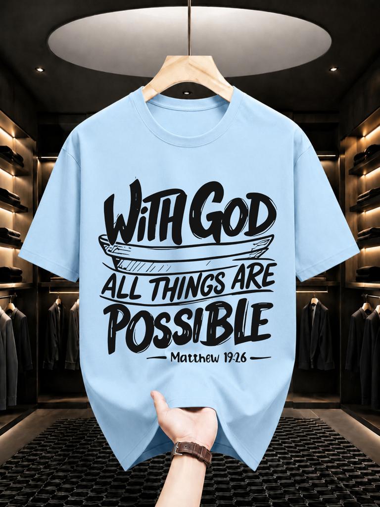 2026 New Cotton Tshirt With Christian Bible Verse Print Casual Crew Neck Short Sleeve Top