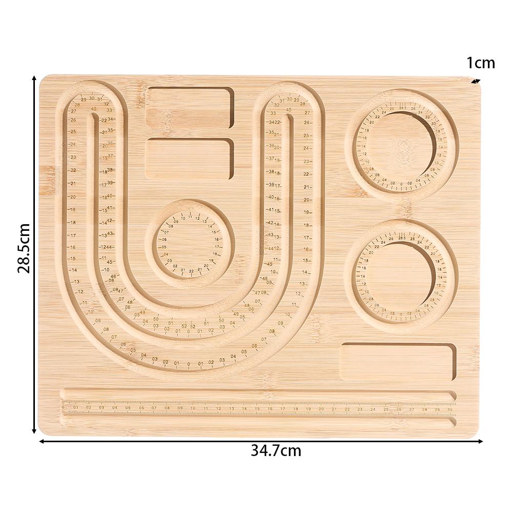 1pc Wooden Flocked Beading Tray Decorative Board for DIY Jewelry Bracelet Necklace Wood Board Design Bamboo Bead Measuring Tools