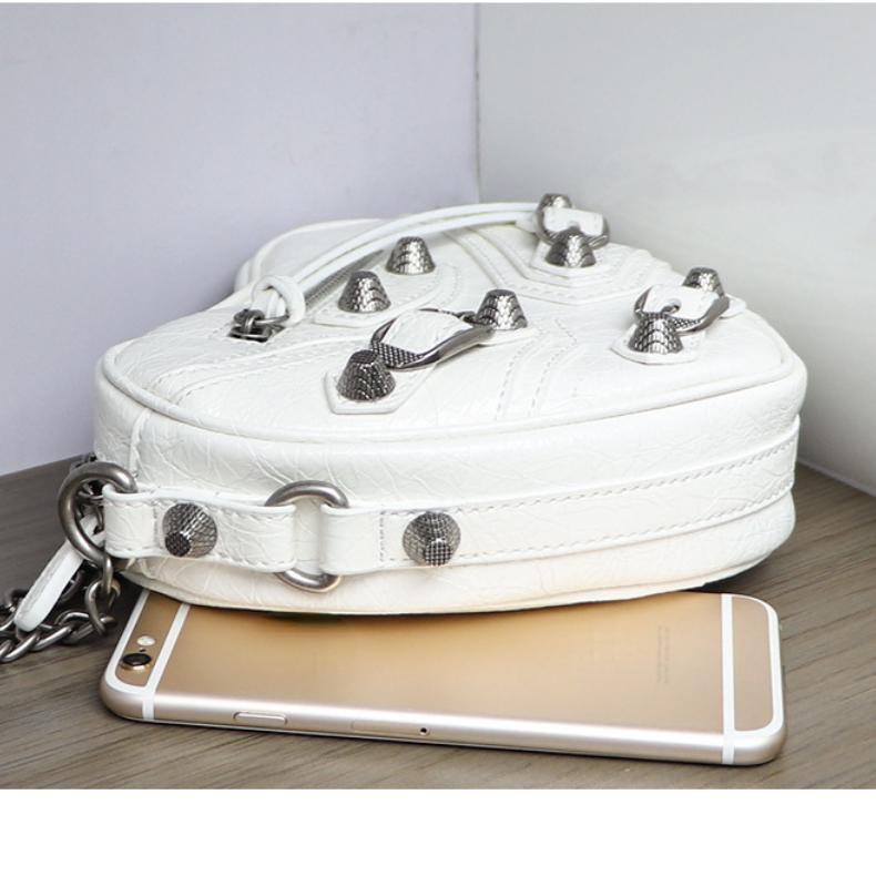 Mini Love Bag Sweet Cool Spicy Girl Style Rivet Locomotive Bag Women's Genuine Leather Diagonal Straddle Chain Bag