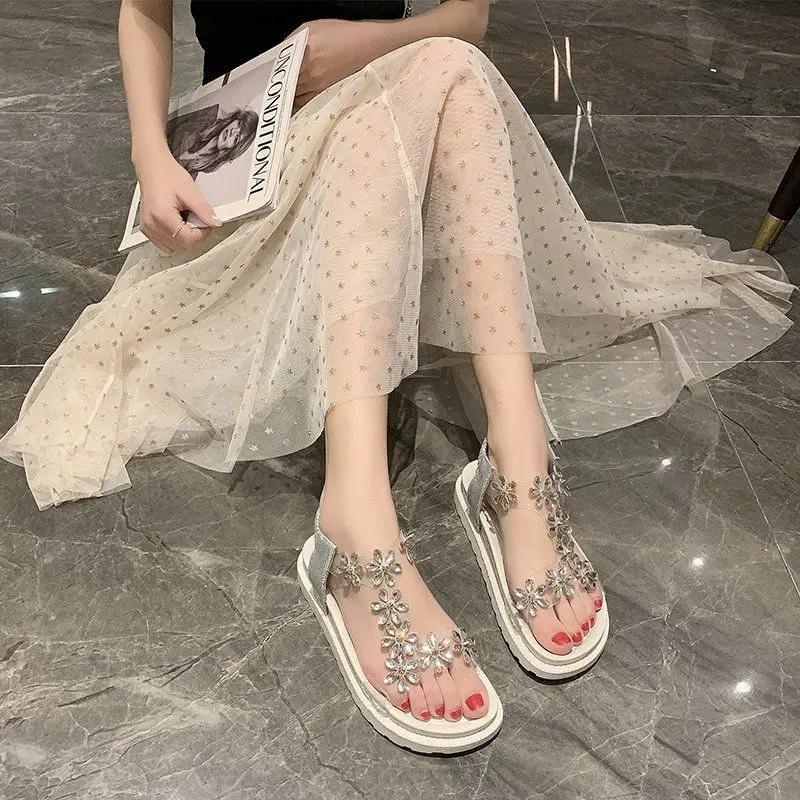 Fashion Outdoor Open Toe Ladies Shoes Wholesale Summer 2025 Comfortable Cheap Liquidation Korea Daily Chic and Elegant Women's Sandals