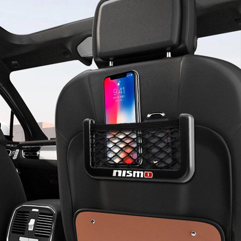 New Car Net Bag Phone Holder Organizer Car Seat Side Back Storage Bag For Nismo Nissan Teana Skyline Juke X-trail Almera Qashqai