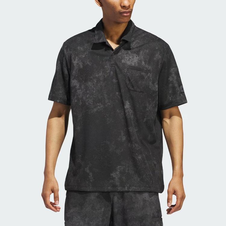 Adidas Adicross Polo Shirt Tie-Dye Cuffs Logo Short Sleeve Polo Men Tops Black IT8323