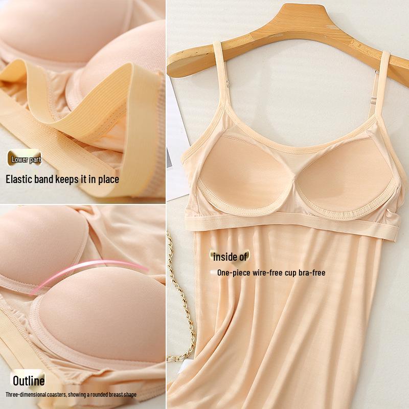 Women's Modal Spaghetti Strap Tank Top with Built-in Bra Pads - Plus Size Sports Bra Underwear