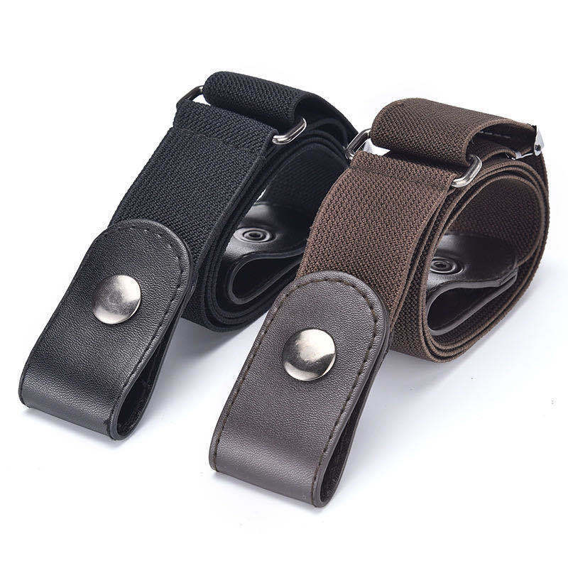 New No Buckle Stretch Buckless Belt Invisible Elastic Waist Belt Unisex for Jeans Pants, Lazy Belts for Women Men