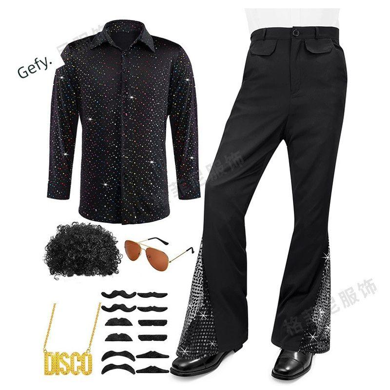 Disco Men's Performance Clothing 2026 Men's Long-Sleeved Shirt and Pants Retro Suit Cos Stage Performance Clothing