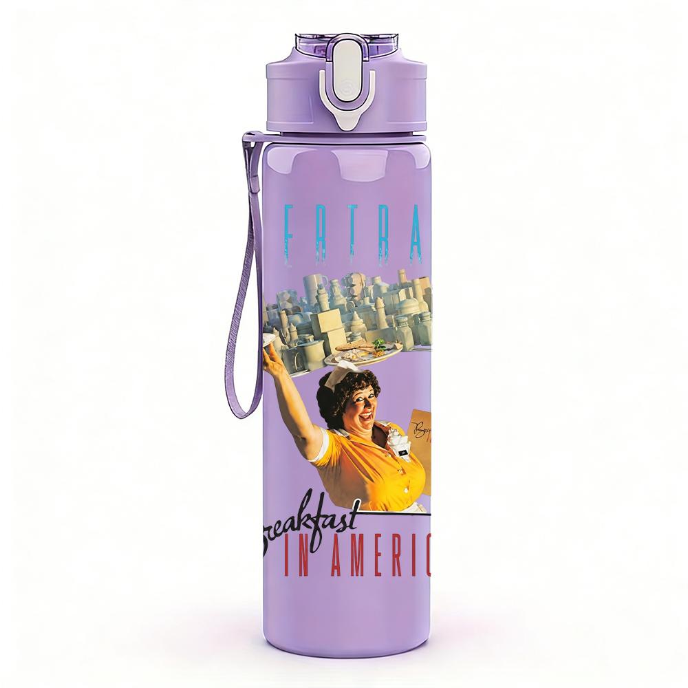 1PC Retro Sunset Cowboy Text Graphic Print 750ml Portable Sports Water Bottle Leakproof Gym Outdoor Travel Drink Cup