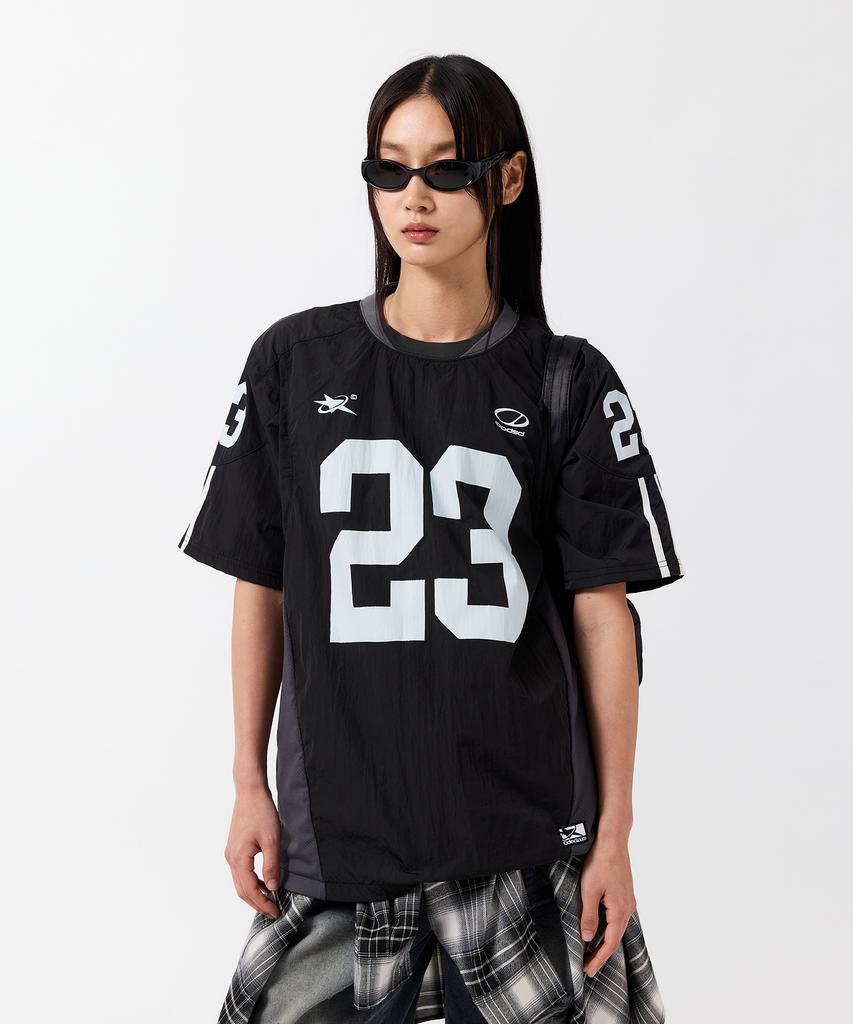 ODDSTUDIO Sporty Nylon Football Oversized T-Shirt - Black
