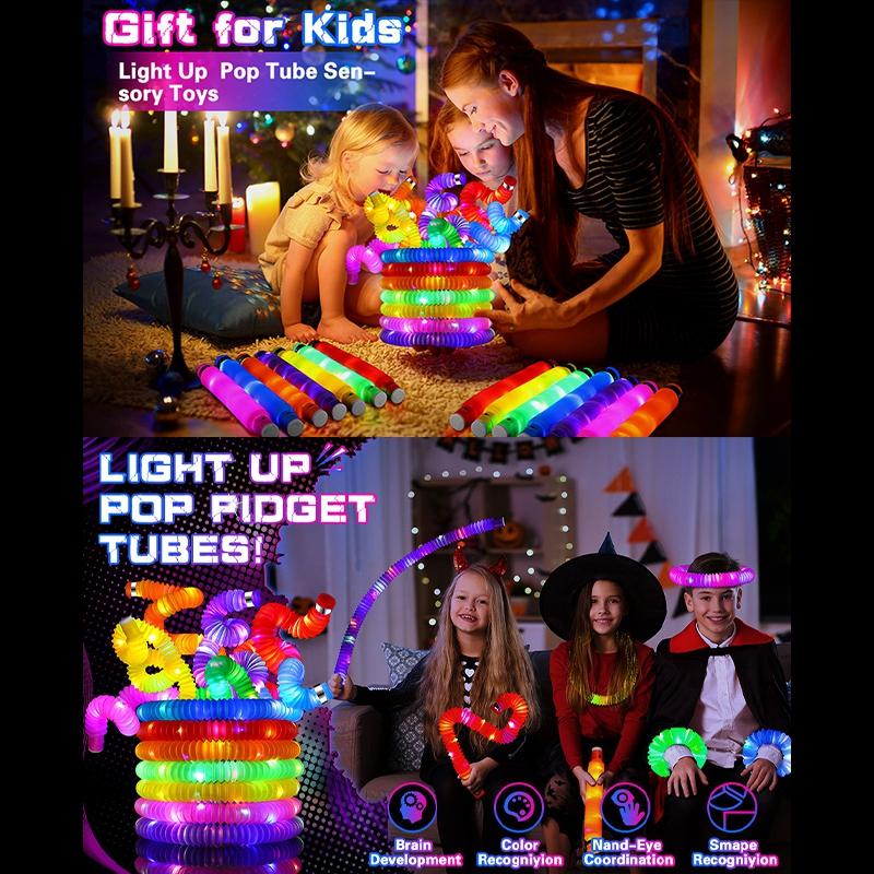 10 Stück LED Blinkrohr DIY Leuchtende Halsketten Leuchtende Teleskoprohr Spielzeuge Lustige Kindergeschenke Hochzeitsfeier Deko Gastgeschenke