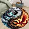 Crystal Velvet Dragon and Phoenix War Printed Round Carpet Chair Round Carpet Suitable for Bedroom Living Room Home Decorative Carpet Anti-s