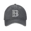 Floral Letter B Monogram Baseball Cap Unisex Washed Denim Adjustable Casual Cap