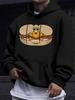 American And European Style Unisex Autumn Winter Print Hoodie Long Sleeve Sweatshirt, Cartoon Burger Cute Print Hooded Sweatshirt, Quirky Fun Food Sty