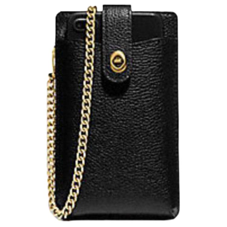 Coach Turnlock Polished Pebble Leather Phone Bag Mini Women bags Black 93979-B4BK Black