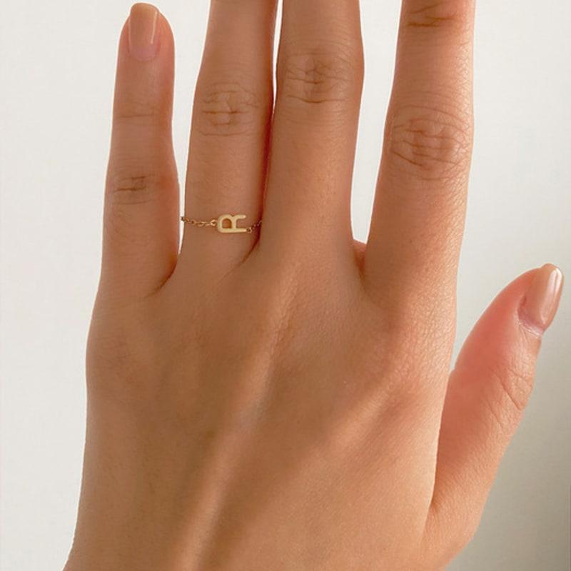 Taupe 14k gold et chain ring
