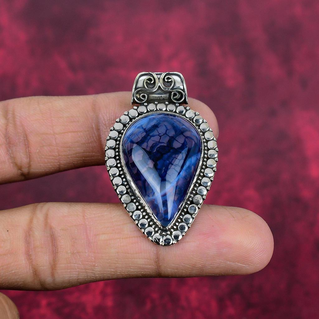 Wisiorek Dendryt Srebro Próby 925, Ręcznie Robiony Wisiorek z Kamieniem Szlachetnym, Prezent na Urodziny