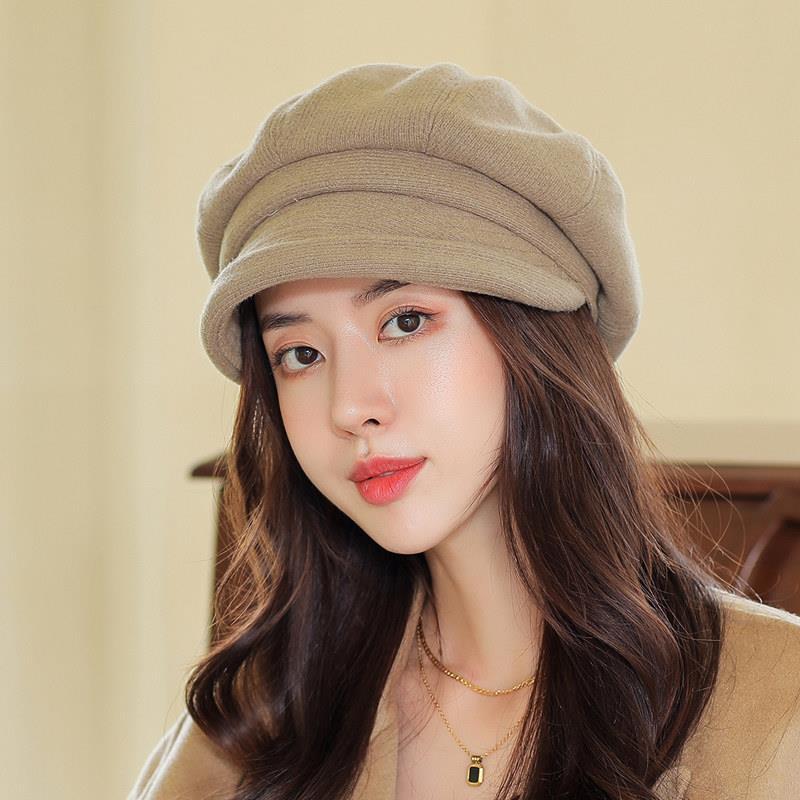 Octagonal Hat Women's Autumn and Winter Thick and Warm Beret Fashionable and Versatile Korean Version