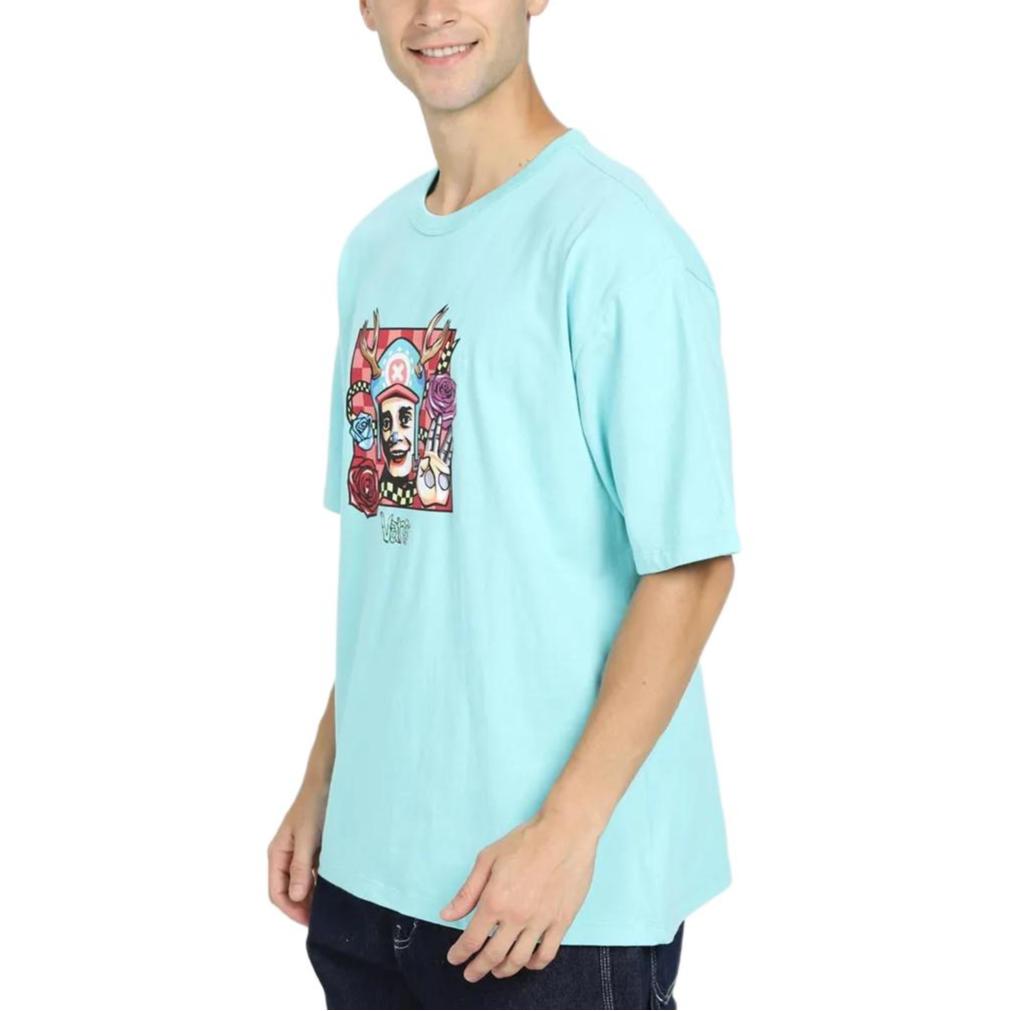 Vans X One Piece King Of Thieves Co Branded Collection T Shirts Unisex Lake Blue Crew Neck Moderate Straight Fit VN0008FVNAX
