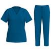Women's Uniforms Quick Dry Fabrics V-Neck With Pockets Short Sleeves Long Pants Solid Color Workwear Suit