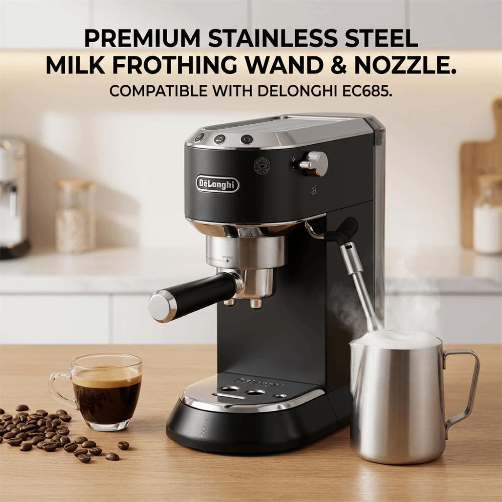 Multiple Holes Steam Wand Tip Stainless Steel Replacement Part for Delonghi EC685 Milk Foam Making