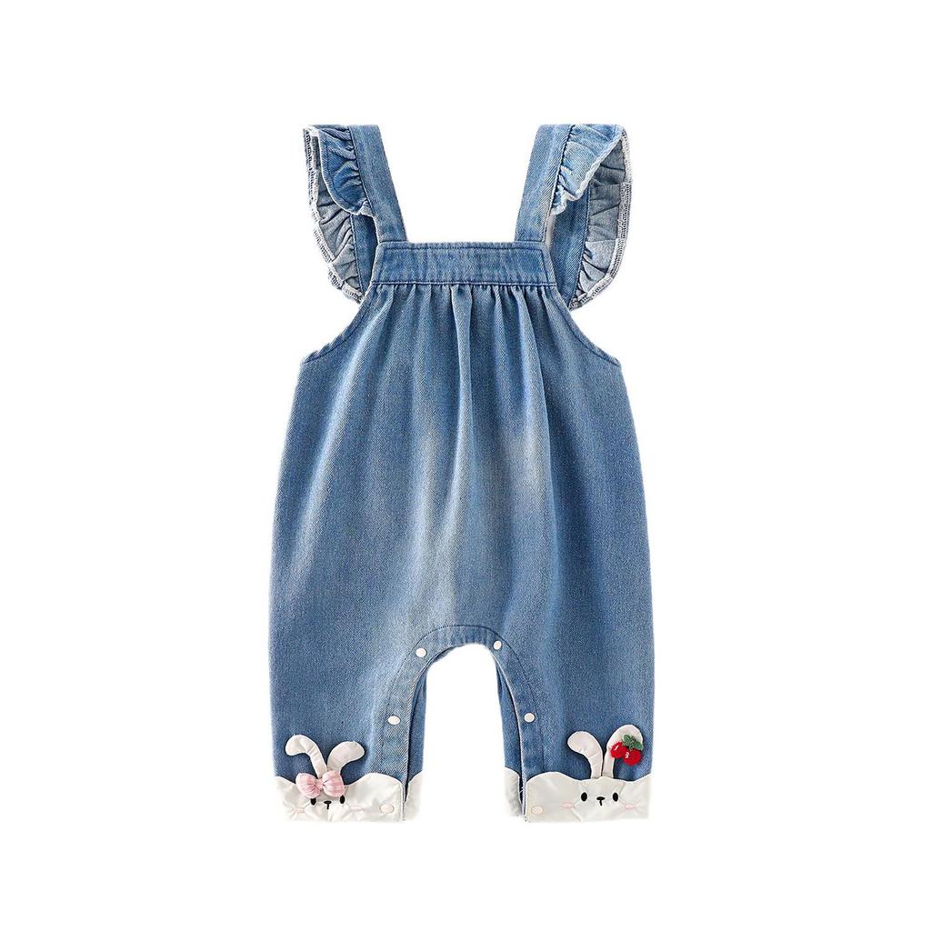 2025 Autumn Baby Denim Romper: Fashionable Korean-Style Rabbit Overalls