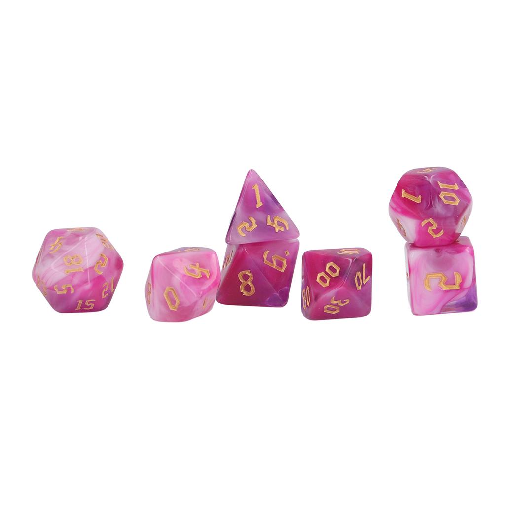 7pcs Polyhedral Dice Set Acrylic Portable Funny Dice Table Game Props for Holiday Party