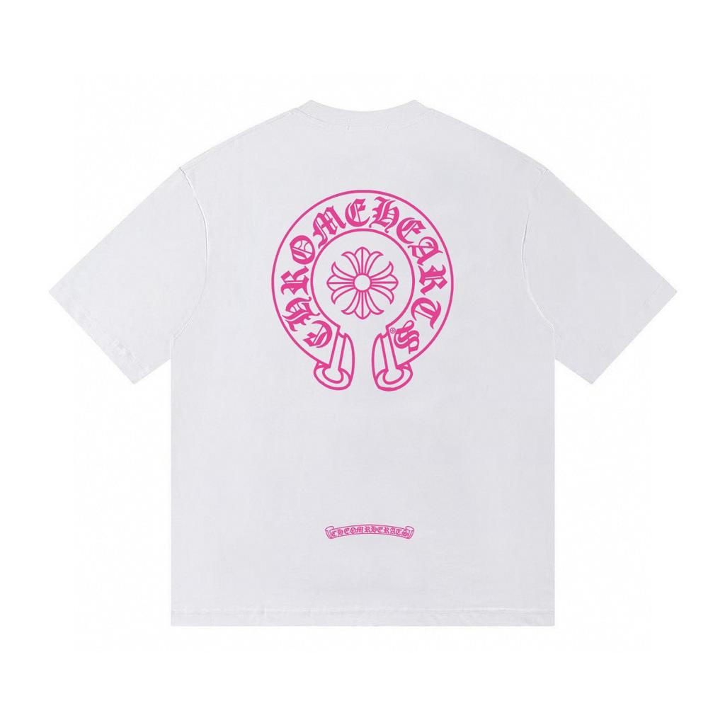T06 CHROME HEARTS Sommer Neu Hohe Qualität Baumwolle Rundhals Locker Große Größe Herren und Damen T-Shirt Partner T-Shirt