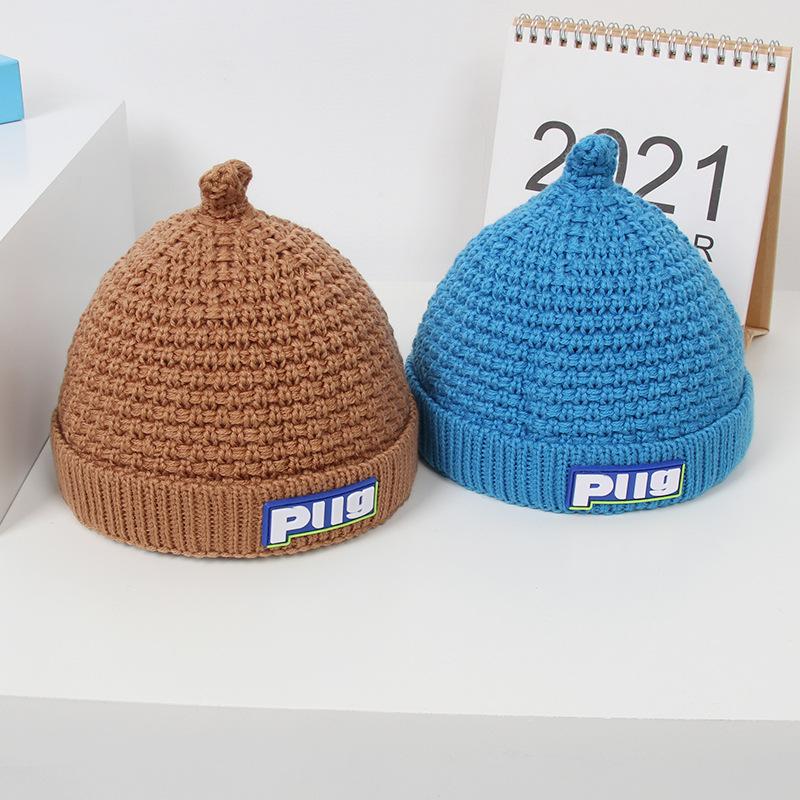 Pacifier Hat Baby Woolen Hat Autumn and Winter Warm Melon Skin Pullover Hat Children's Knitted Hat Versatile and Cute Baby Hat