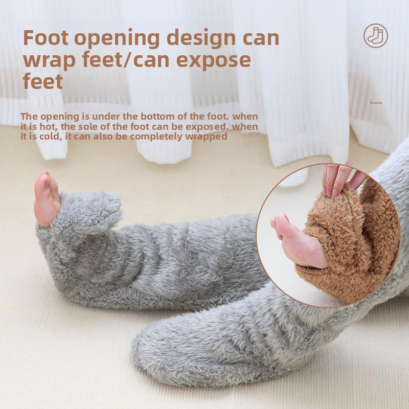 Winter Fleece Toeless Ankle Leg Warmers for Elderly Knee Foot Cover Thermal Protection Against Cold Weather Old Leg Pain Relief