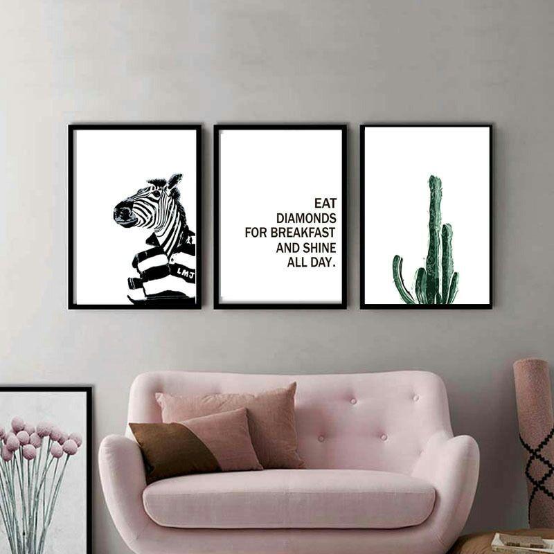 

Черно-белый Холст животного Плакат Печать Зебра Настенная живопись Скандинавское украшение Картина Современная гостиная Декор Спальня