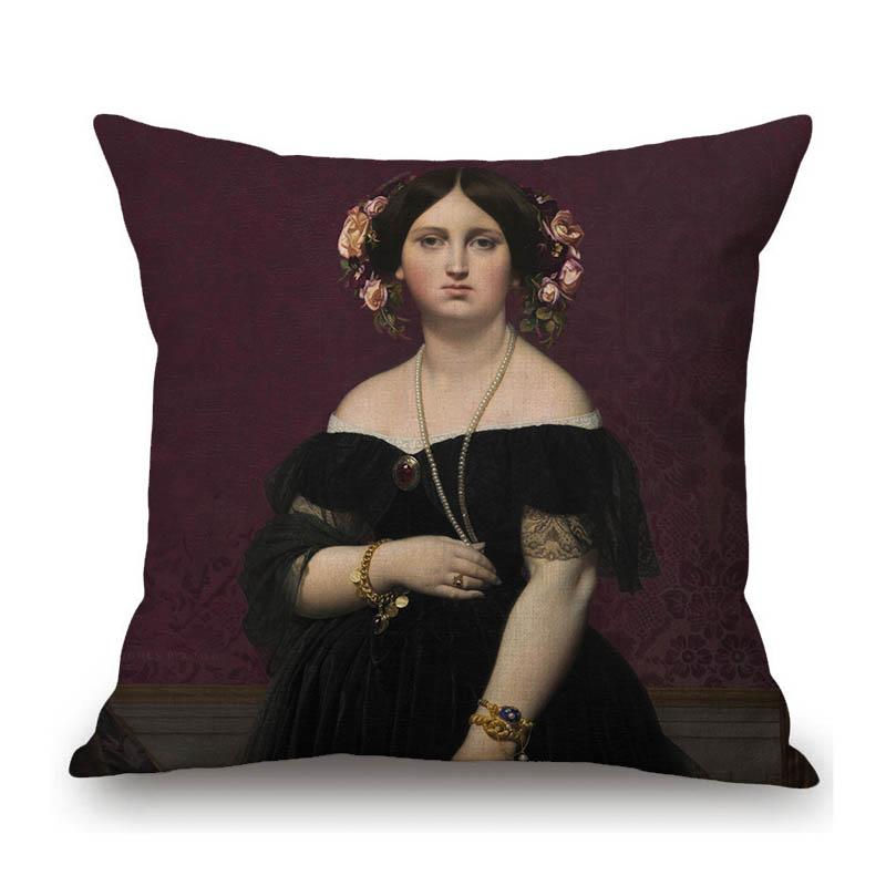 French Madame British Duchess Princess Rococo Oil Painting Art Royal Court Hotel Lobby Wall Decoration Pillow Case Cushion Cover